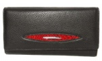 leather woman purse wallet with frame locking