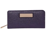 faux leather wallet purse, zip around wallet in pink, l