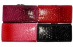 snake leather wallet for women, bifold wallet with metal frame