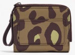 Leopard printing nylon card holder wallet with rubber handle puller, lady wallet