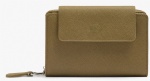 Khaki lady wallet with flap, premium PU leather