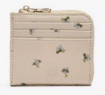 Flowers print card holder wallet with zipper pocket