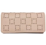 tri fold rivet women wallet , strap clutch purse bag